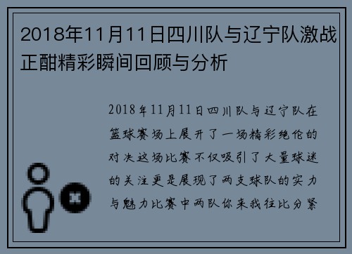 2018年11月11日四川队与辽宁队激战正酣精彩瞬间回顾与分析